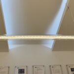 Suspended transparent LED tubular light with prism diffuser and clear PC housing for modern architectural and commercial outdoor lighting