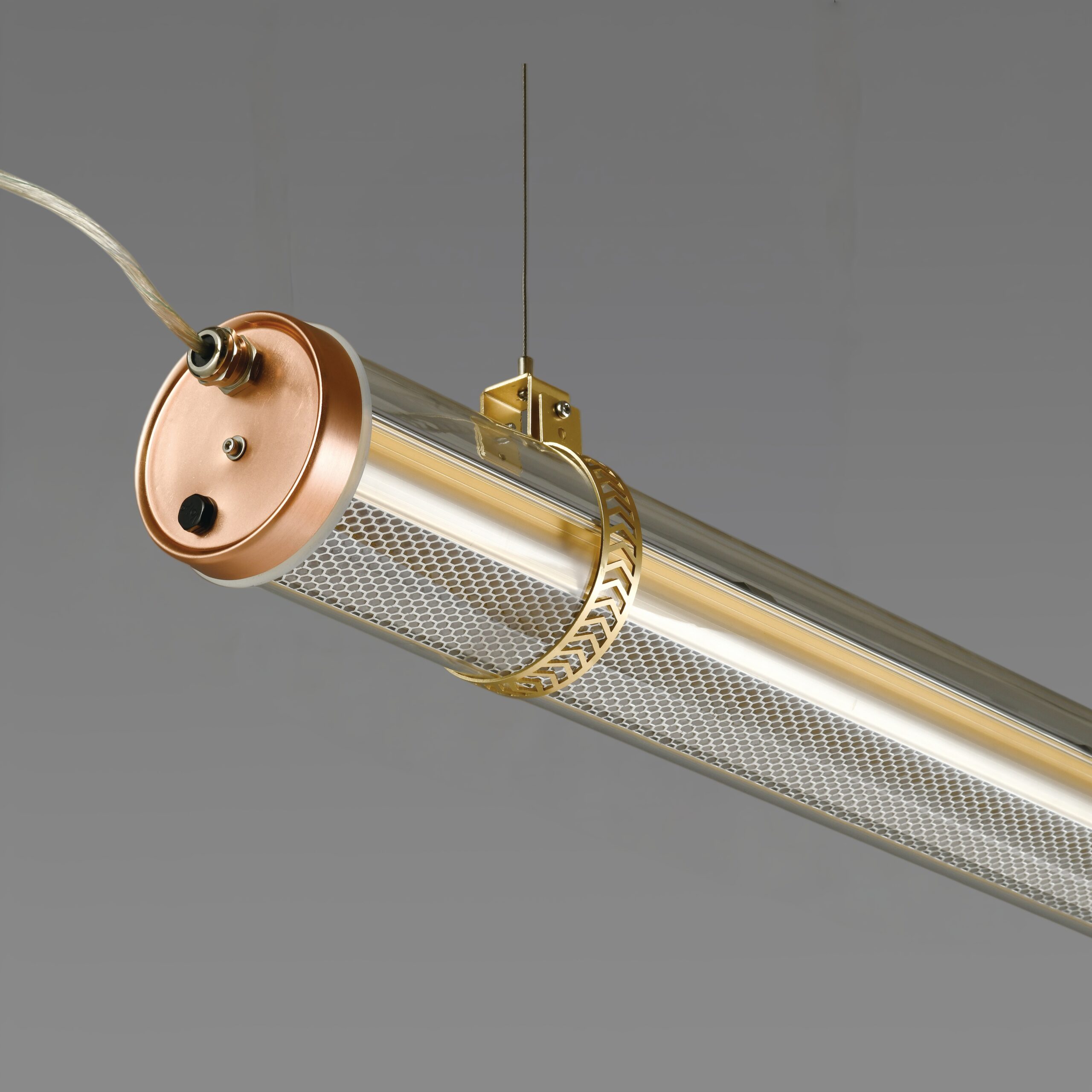 Nova tubular light featuring internal honeycomb structure for controlled, low-glare directional lighting