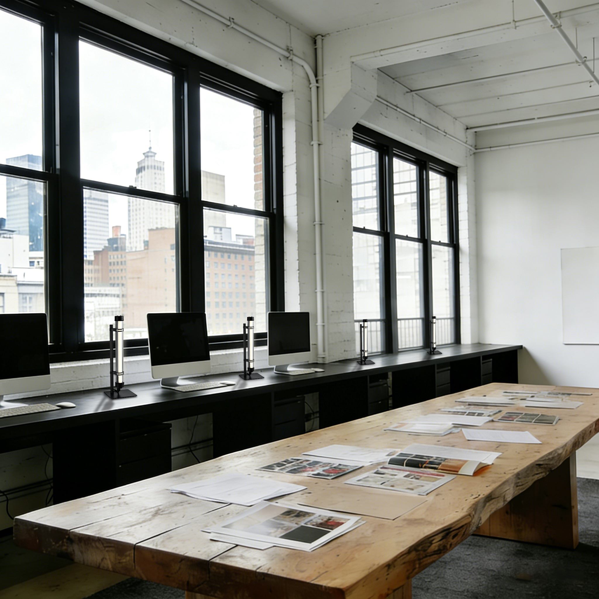 Axis Desk modular desk lamp with interchangeable tubular light and metal support frame