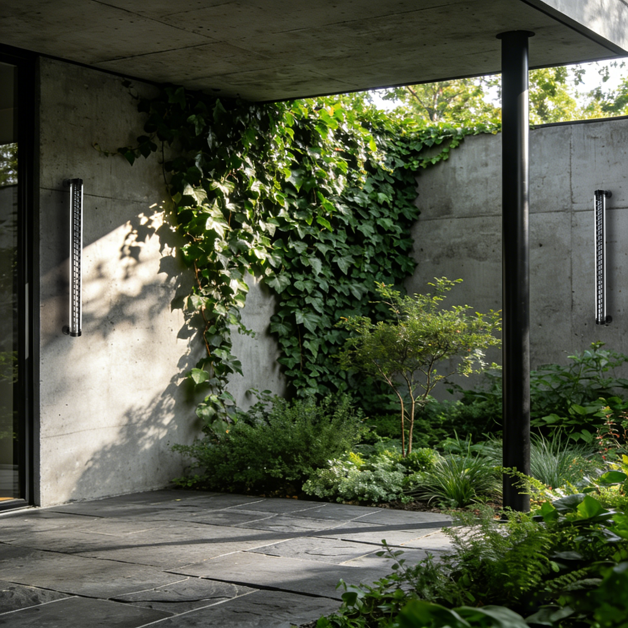 AREO adjustable architectural tubular wall light with aluminum louvers, direct wall mounting, single or double sided emission