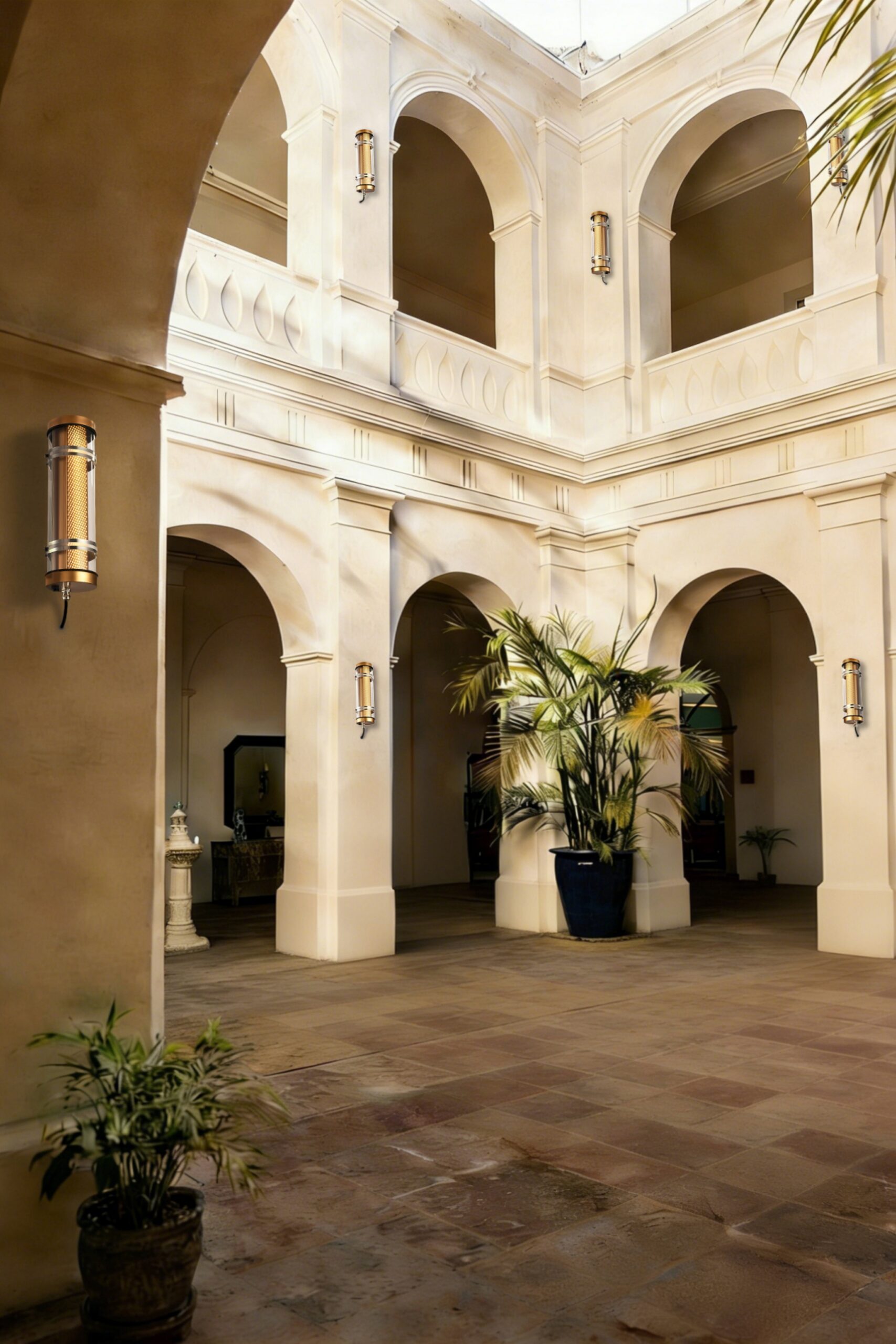 Arno IP67 IK10 architectural tubular wall lights installed on an outdoor building façade for long-term weather-resistant lighting