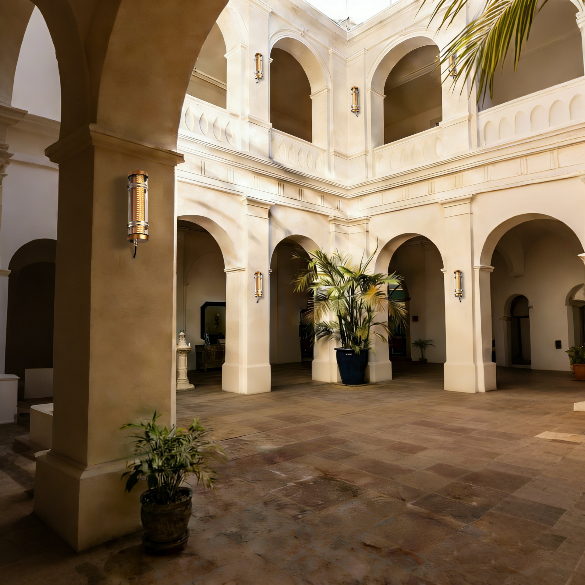 Arno IP67 IK10 architectural tubular wall lights installed on an outdoor building façade for long-term weather-resistant lighting