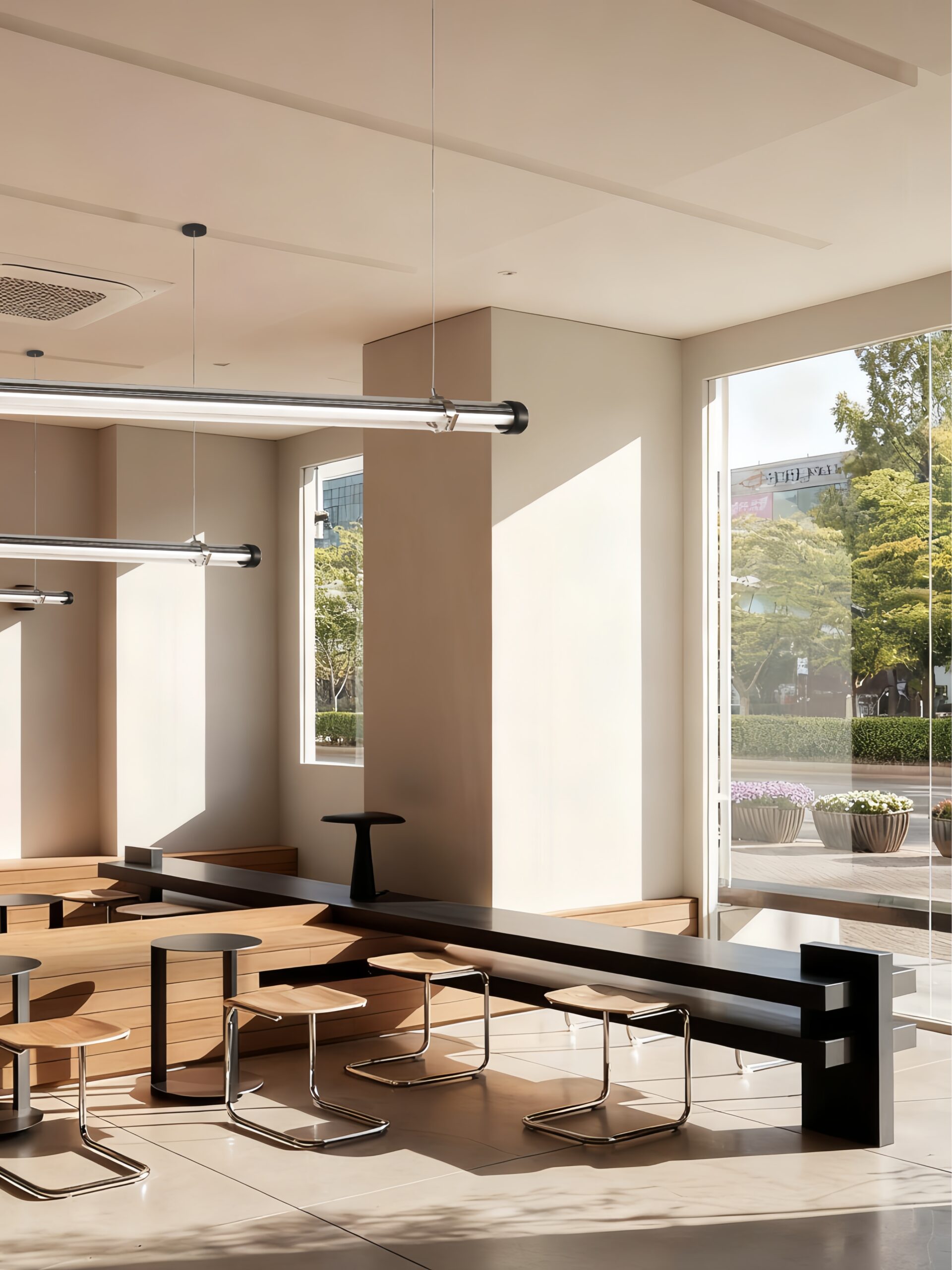 Opaline Spectrum IP67 IK10 opaline tubular wall light in bathroom vanity area, low-glare diffused illumination