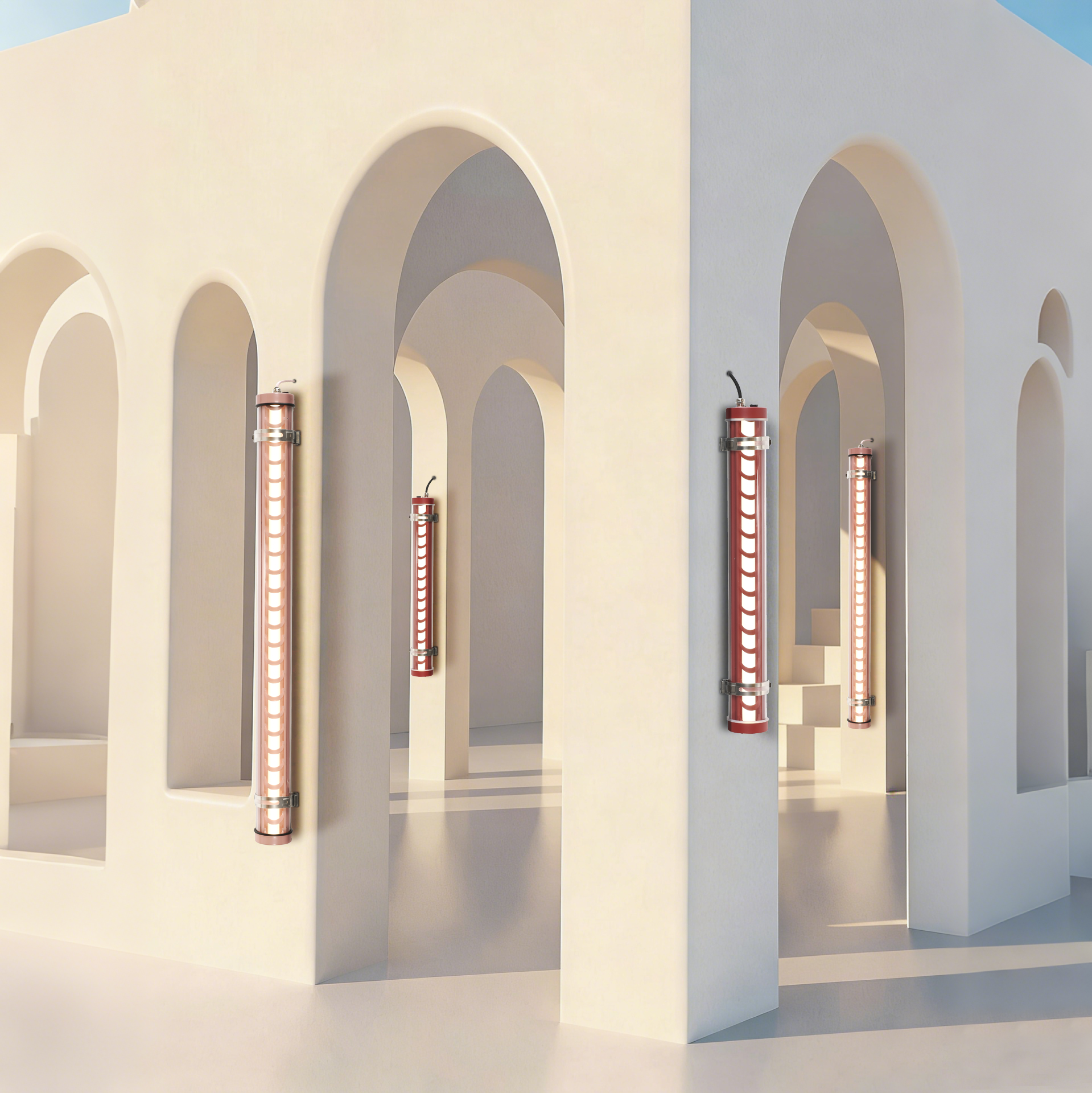 MANI architecture tubular different colors and finishes wall mounted and suspension installation