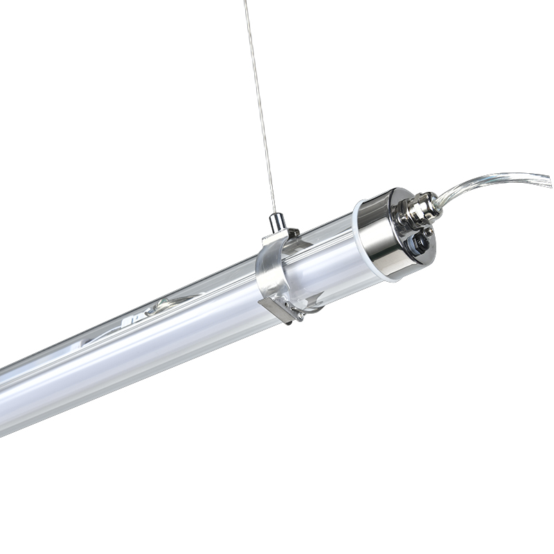 High strength protection industrial tubular tri-proof LED light with IK10, IP67, UV resistance and 960°C glow-wire resistance