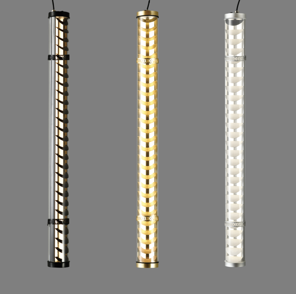 Corbusier decorative architectural tubular light with metal grille and transparent polycarbonate tube