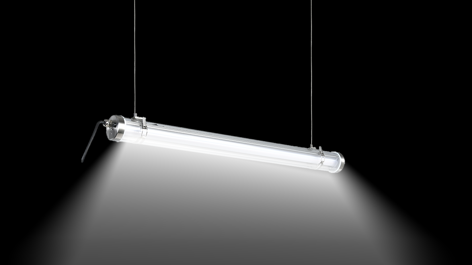 Ø100 mm high-output LED tubular light delivering wide and uniform industrial illumination