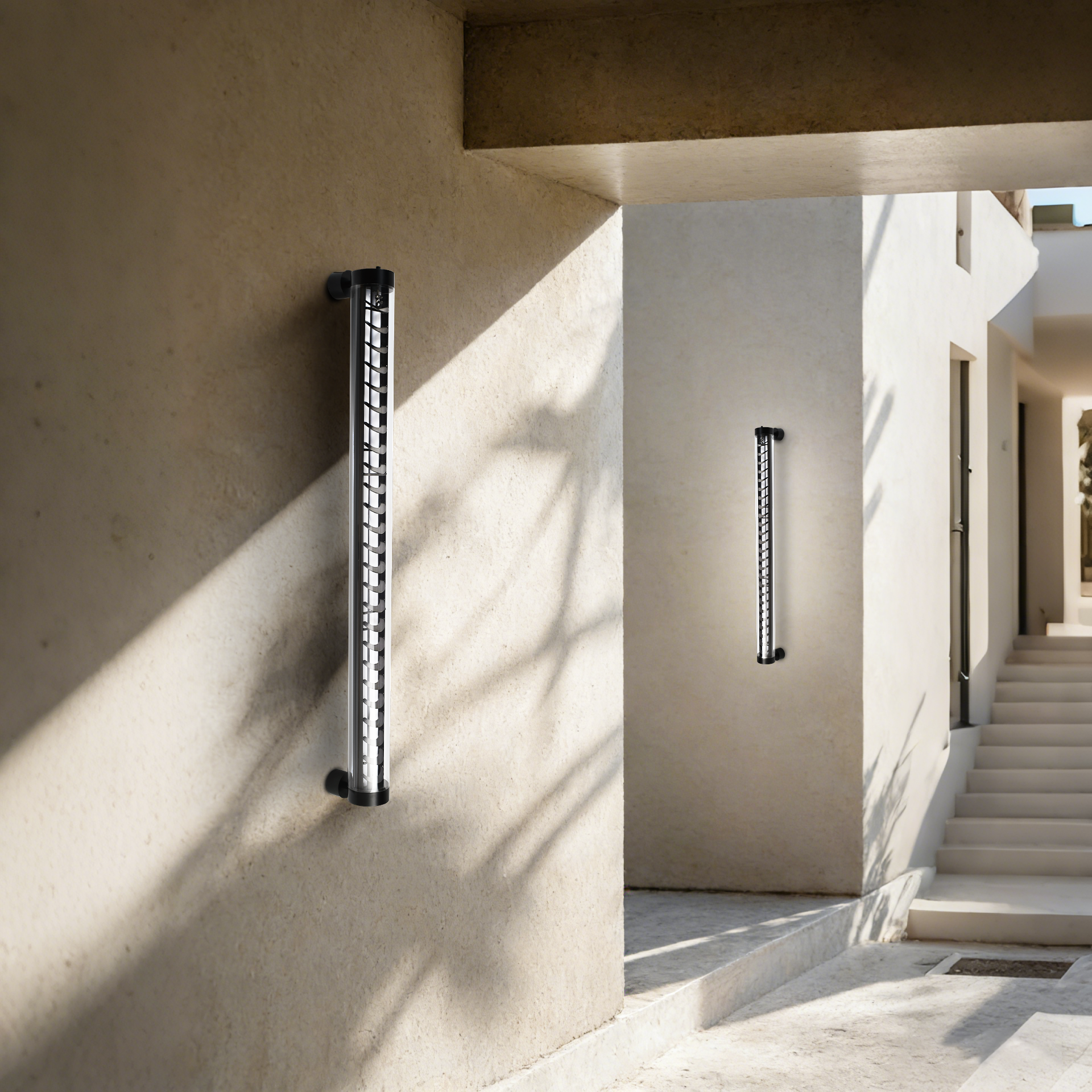 AREO adjustable tubular wall light with aluminum louver system