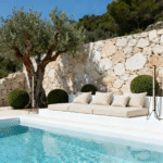 This project features freestanding architectural tubular luminaires designed for outdoor residential environments. The lighting solution delivers durable performance, controlled light distribution and seamless integration into poolside and garden settings.