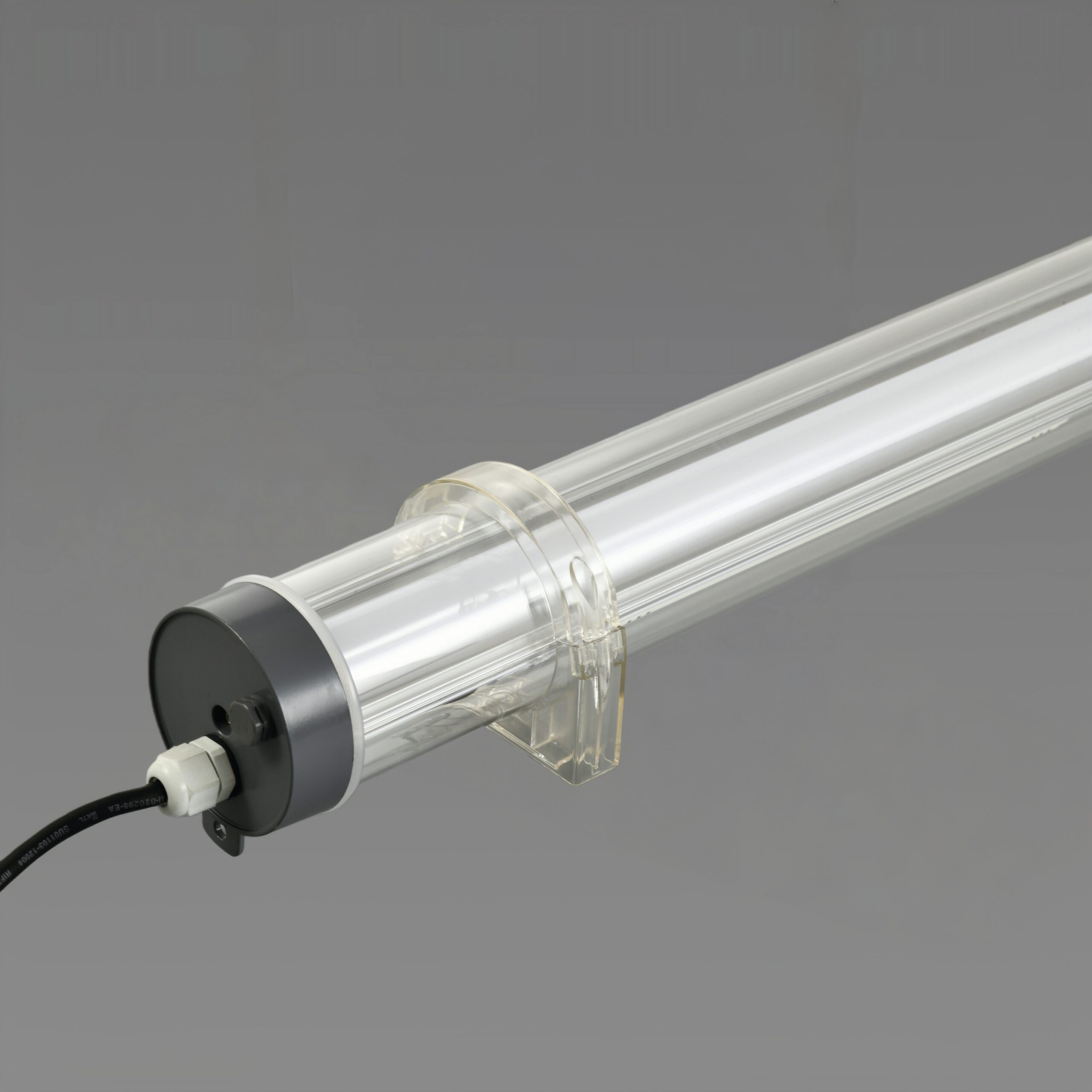 MANI commercial suspended tubular luminaire with direct cable suspension, no clips required