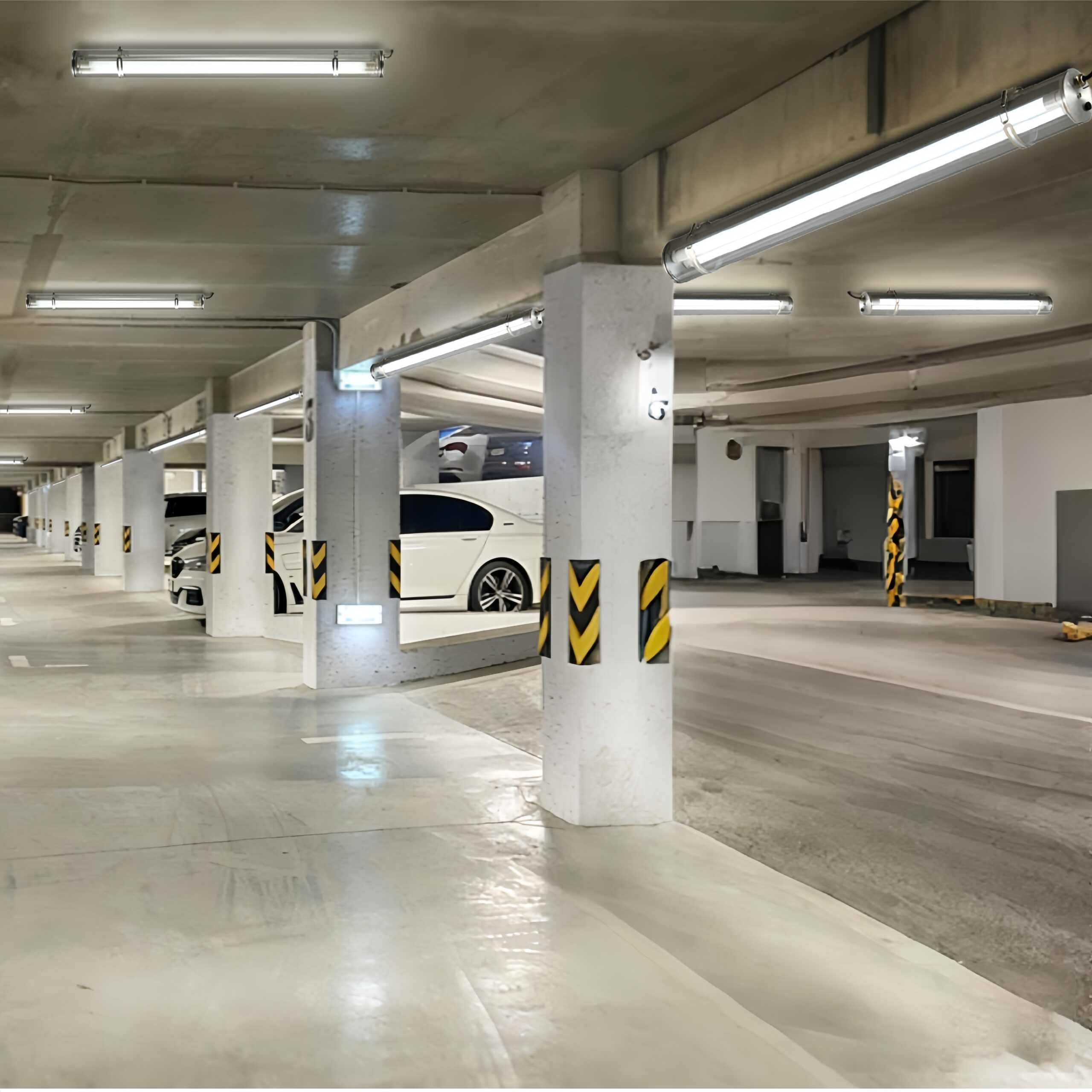 MANI Commercial tubular luminaire featuring an internal replaceable T8 LED tube, suitable for suspension or surface mounting