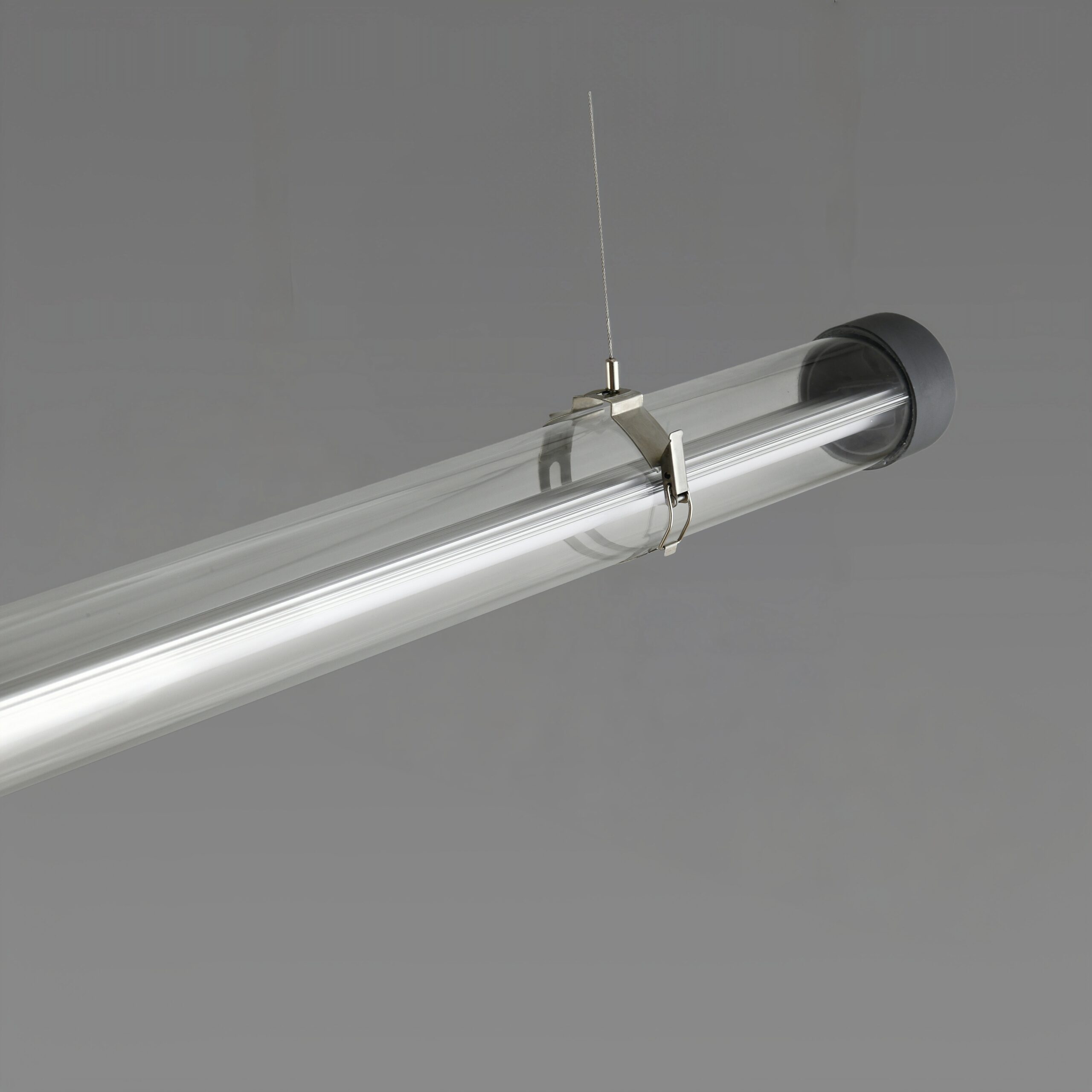 MANI IP65 IK10 tubular LED luminaire with redesigned end caps, impact-resistant polycarbonate housing