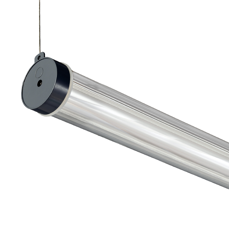 MANI commercial suspended tubular luminaire with direct cable suspension, no clips required