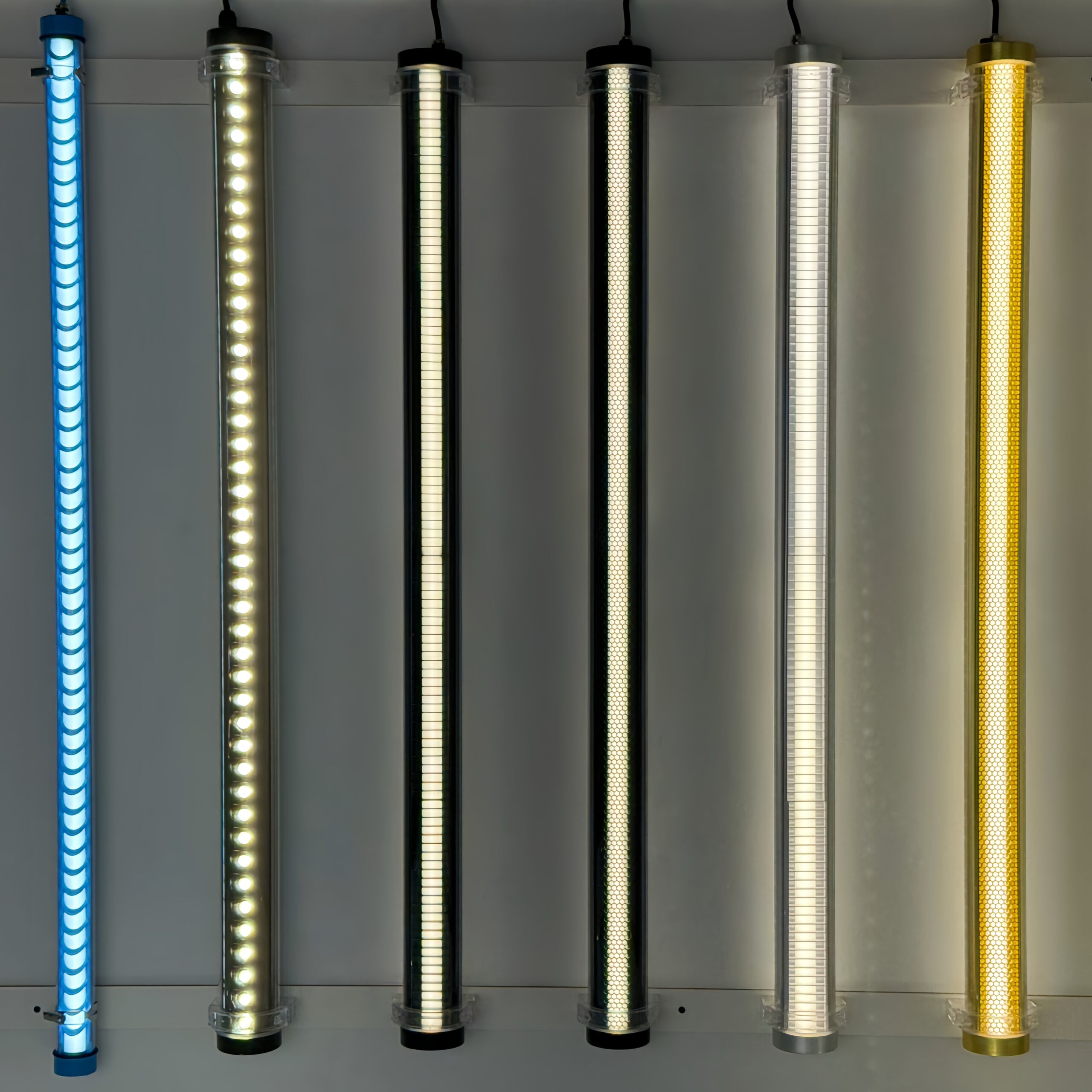 MANI IP67 IK10 waterproof tube light architecture tubular light single emission and dual emission, with grille, honeycomb, louver