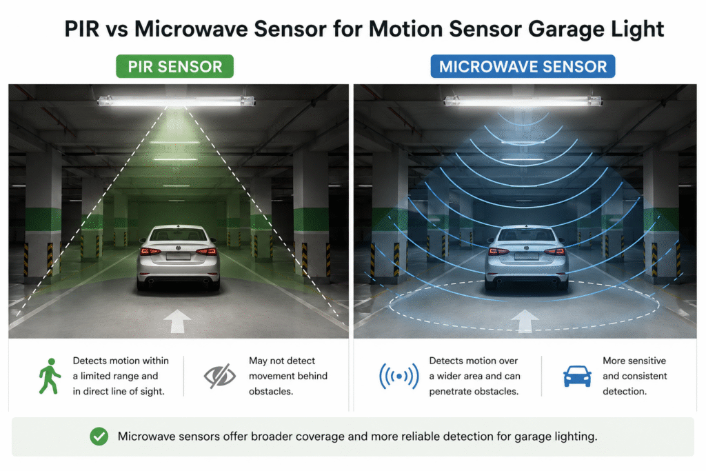 PIR sensor vs microwave sensor for garage lighting