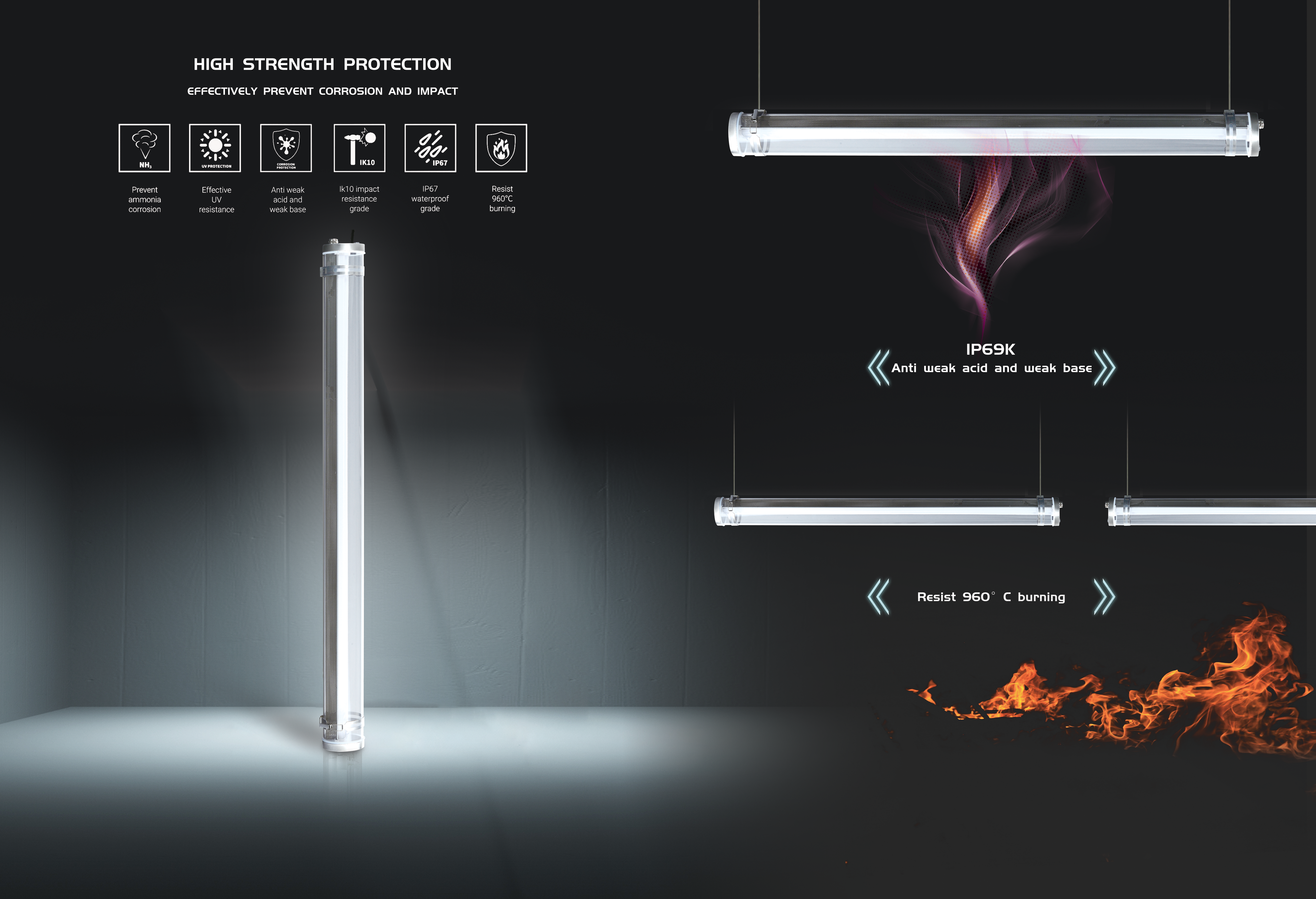 MANI industrial tubular lights for harsh industrial environments
