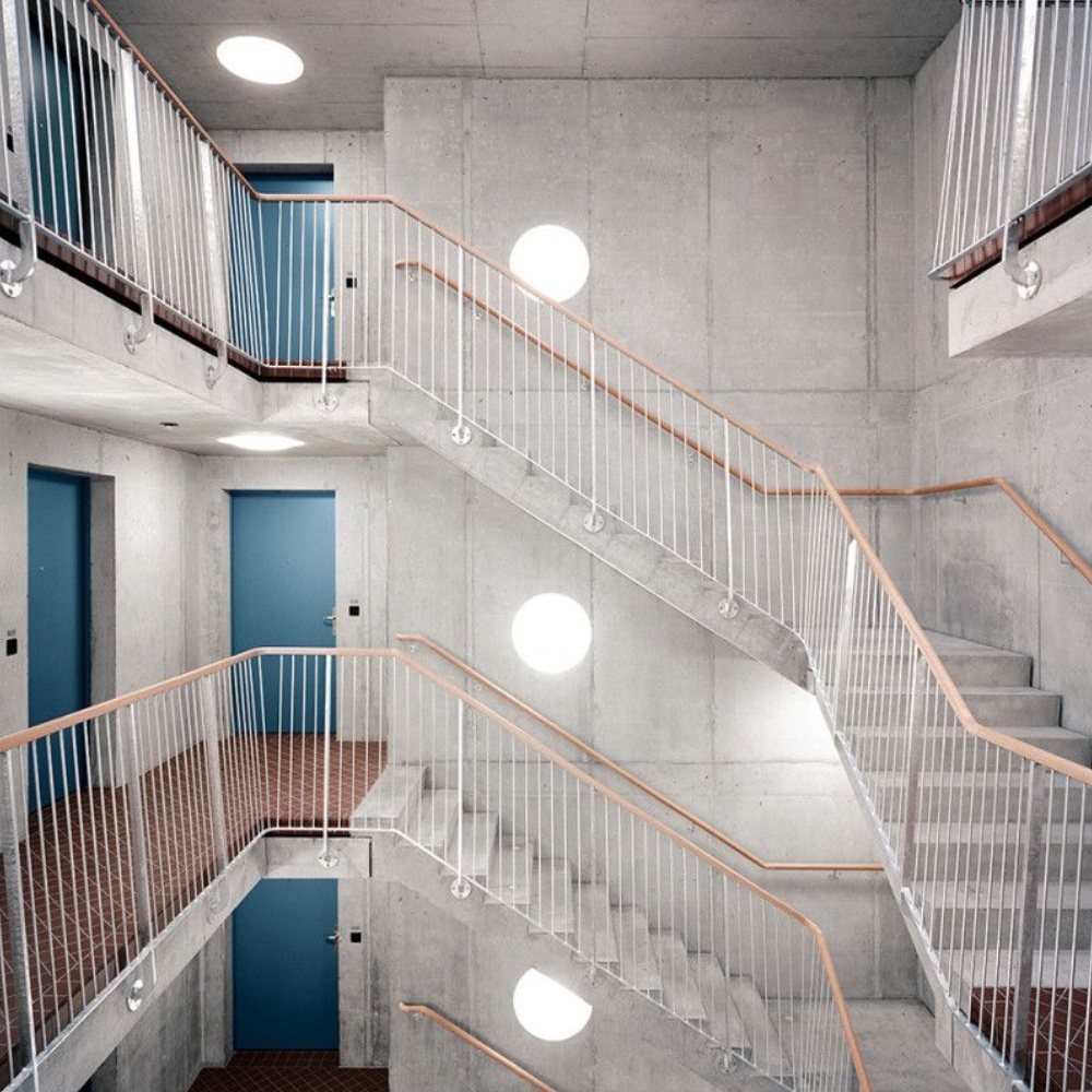 MC-814 LED bulkhead lights mounted in a public stairwell