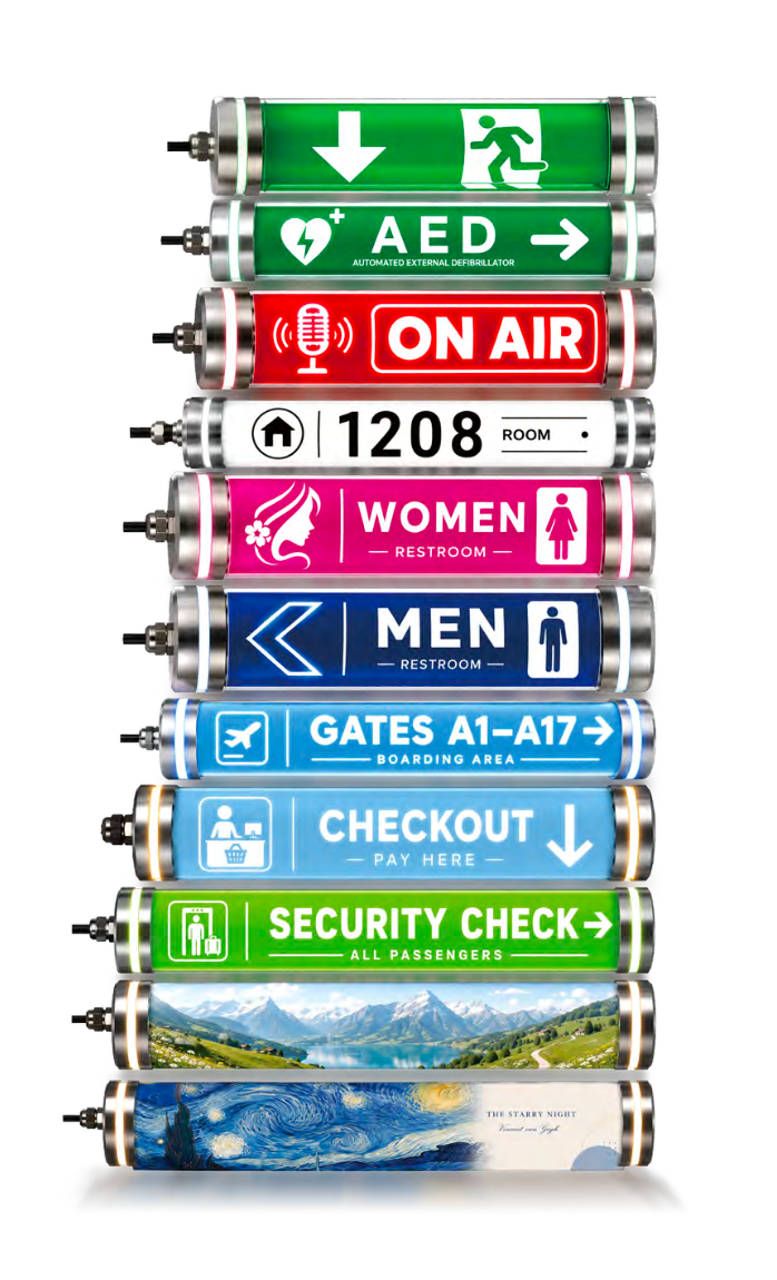 Custom UV-printed signal LED tri-proof tubular light overview
