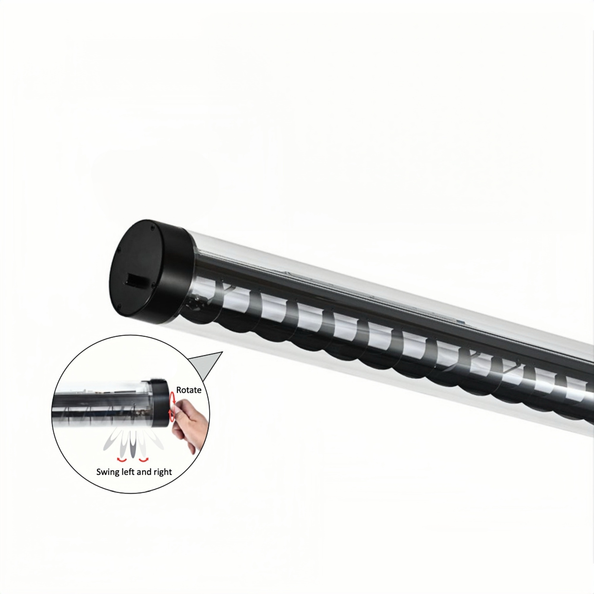 Flow Stand architectural tubular floor lamp rotary-adjustable aluminum louver optics